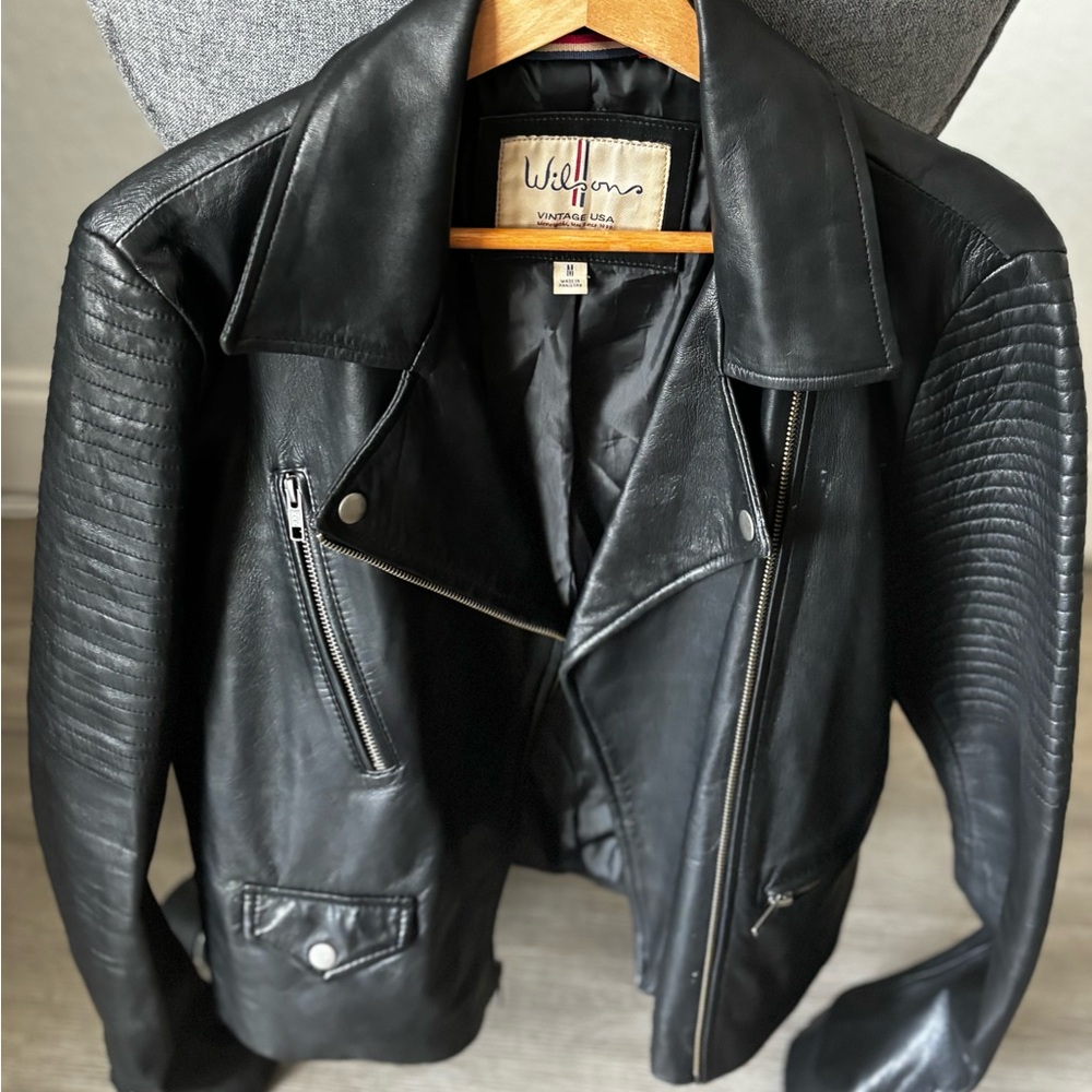 Vintage Black Leather Biker Jacket